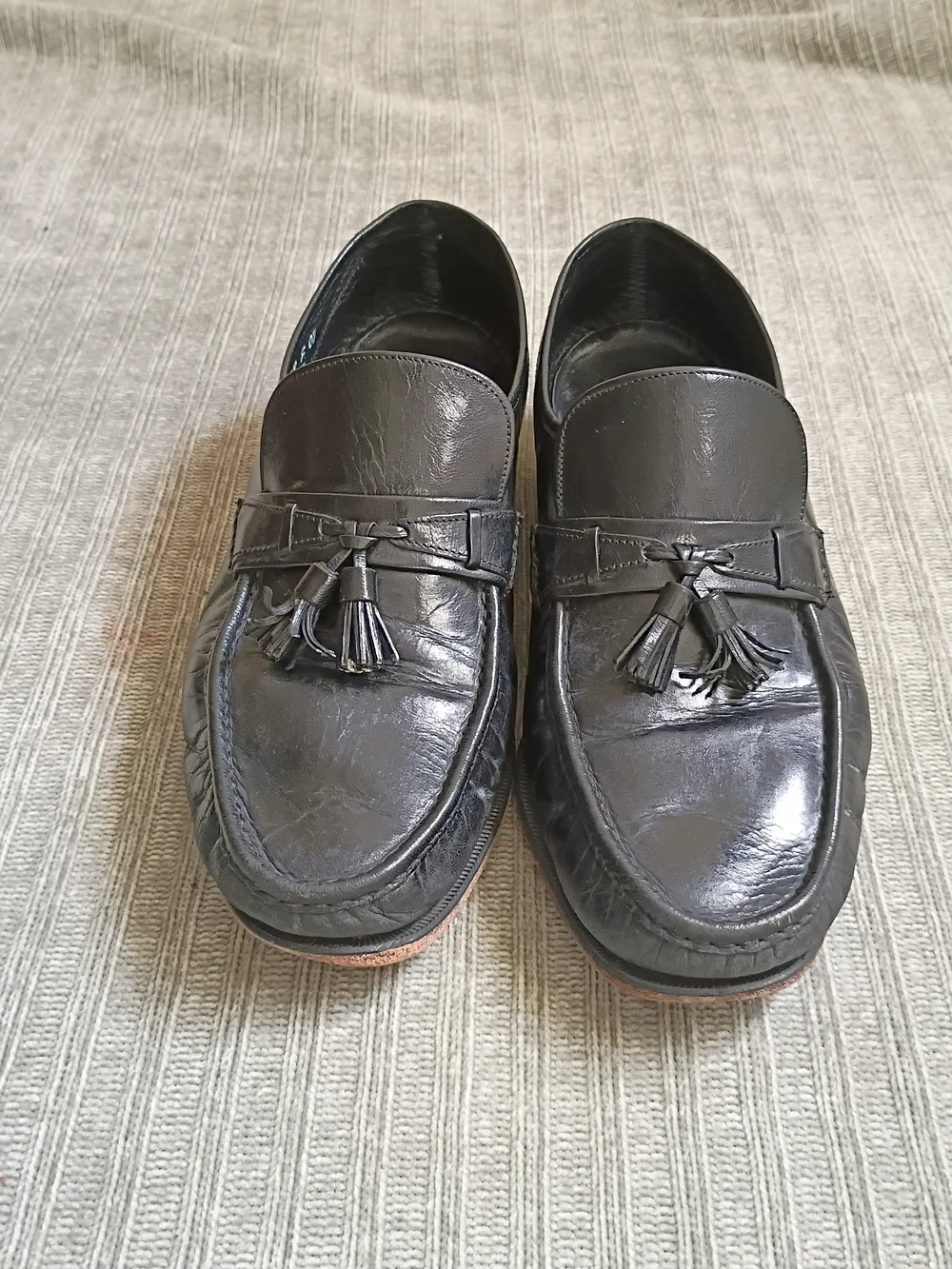 Florsheim Mens Black Leather Tassel Loafers Size 11 3E Wide Slip On Dress Shoes